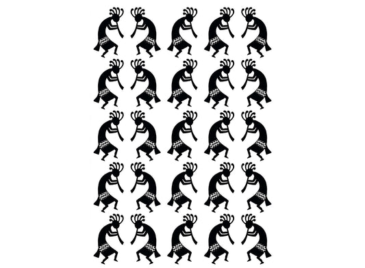 Kokopelli Twins 25 pcs 1 Inch Black Fused Glass Decals