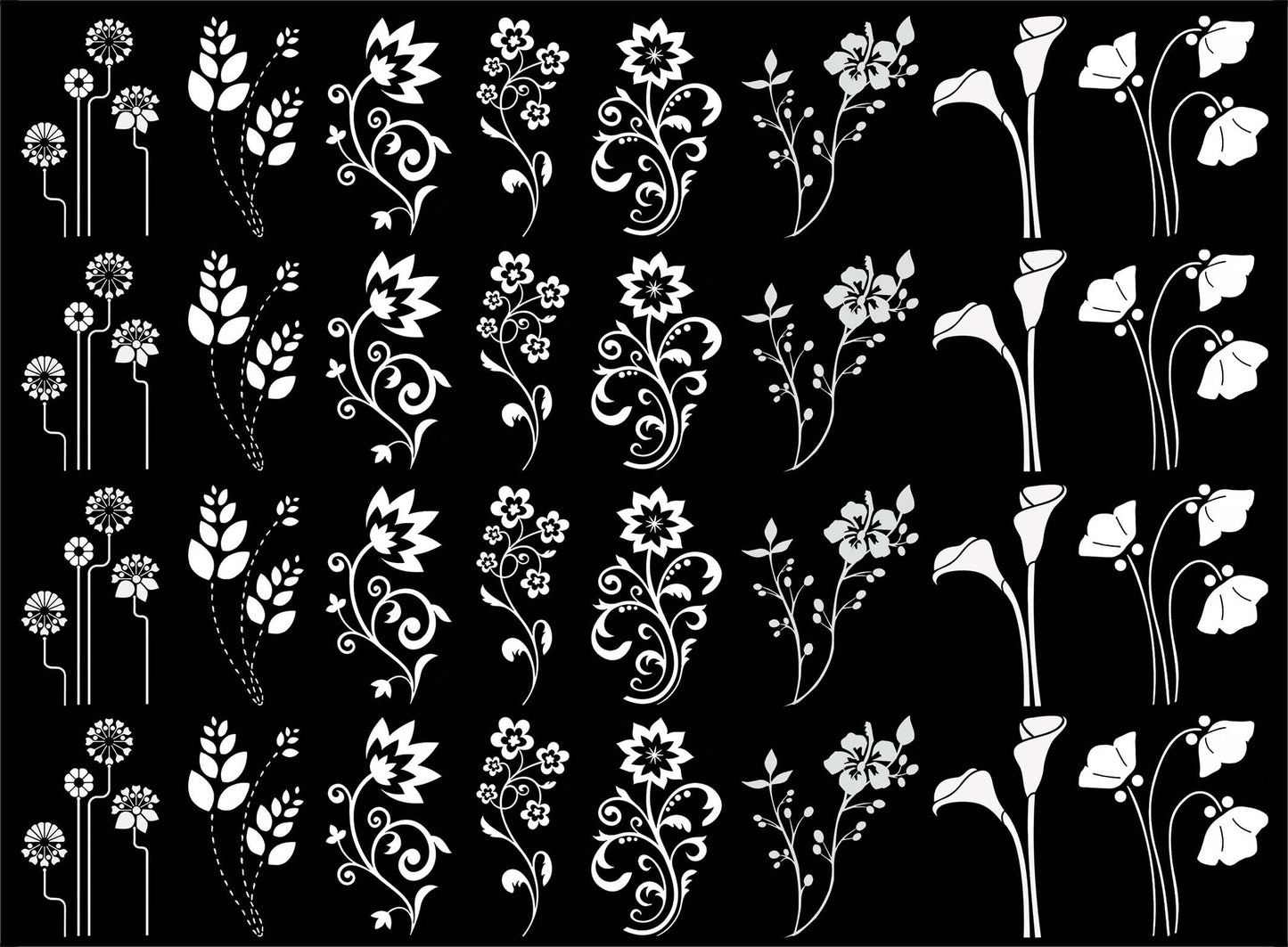 Fantasy Flowers 32 pcs White Fused Glass Decals