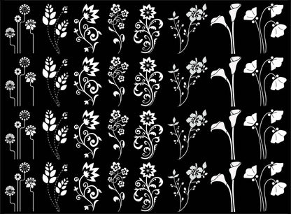 Fantasy Flowers 32 pcs White Fused Glass Decals