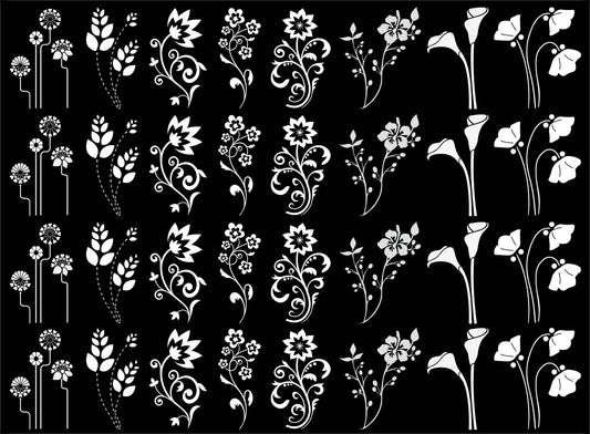 Fantasy Flowers 32 pcs White Fused Glass Decals