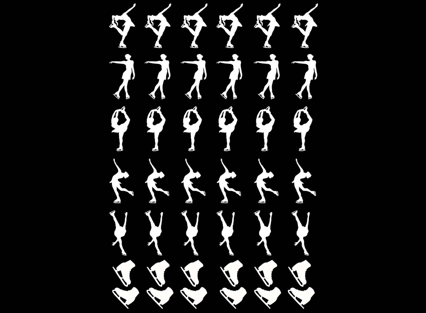 Ice Skaters 42 pcs 3/4 Inch White Fused Glass Decals