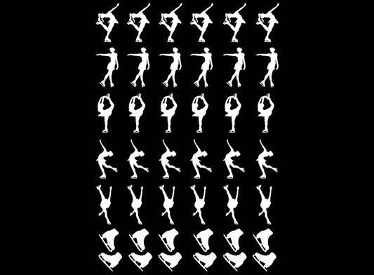 Ice Skaters 42 pcs 3/4 Inch White Fused Glass Decals