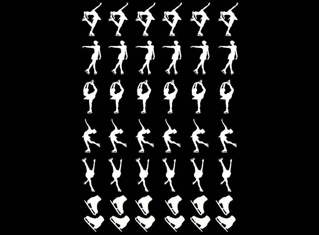Ice Skaters 42 pcs 3/4" White Fused Glass Decals