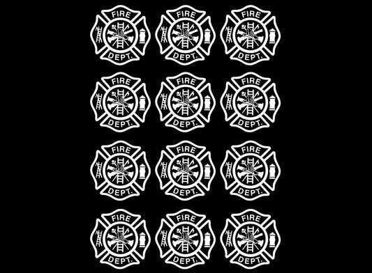Firefighter's Maltese Cross 12 pcs White Fused Glass Decals