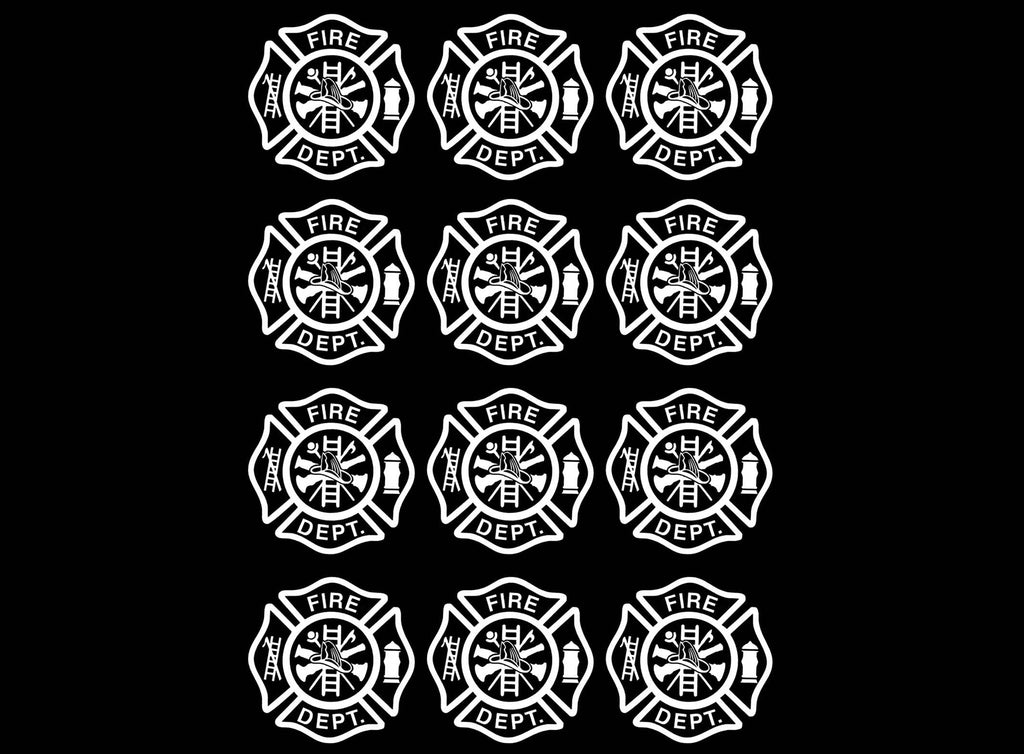 Firefighter's Maltese Cross 12 pcs 1-1/8" White Fused Glass Decals