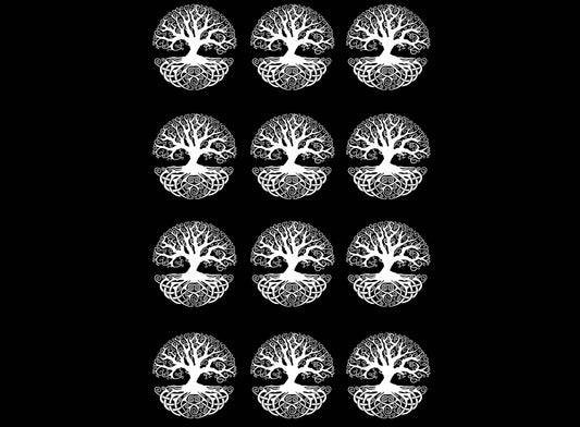 Celtic Tree of Life 12 pcs 1 Inch White Fused Glass Decals