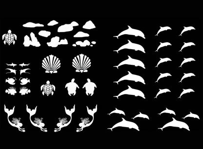 Ocean Elements 48 pcs White Fused Glass Decals