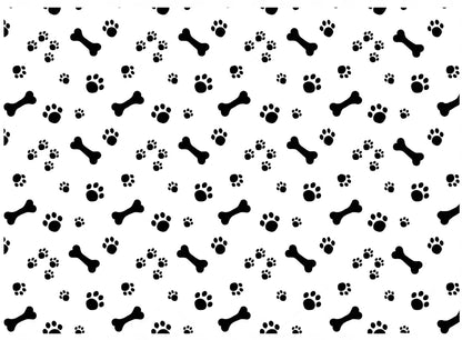 Allover Dog Bones Paw Prints 1 pc 5 x 7 Inch Black Fused Glass Decal
