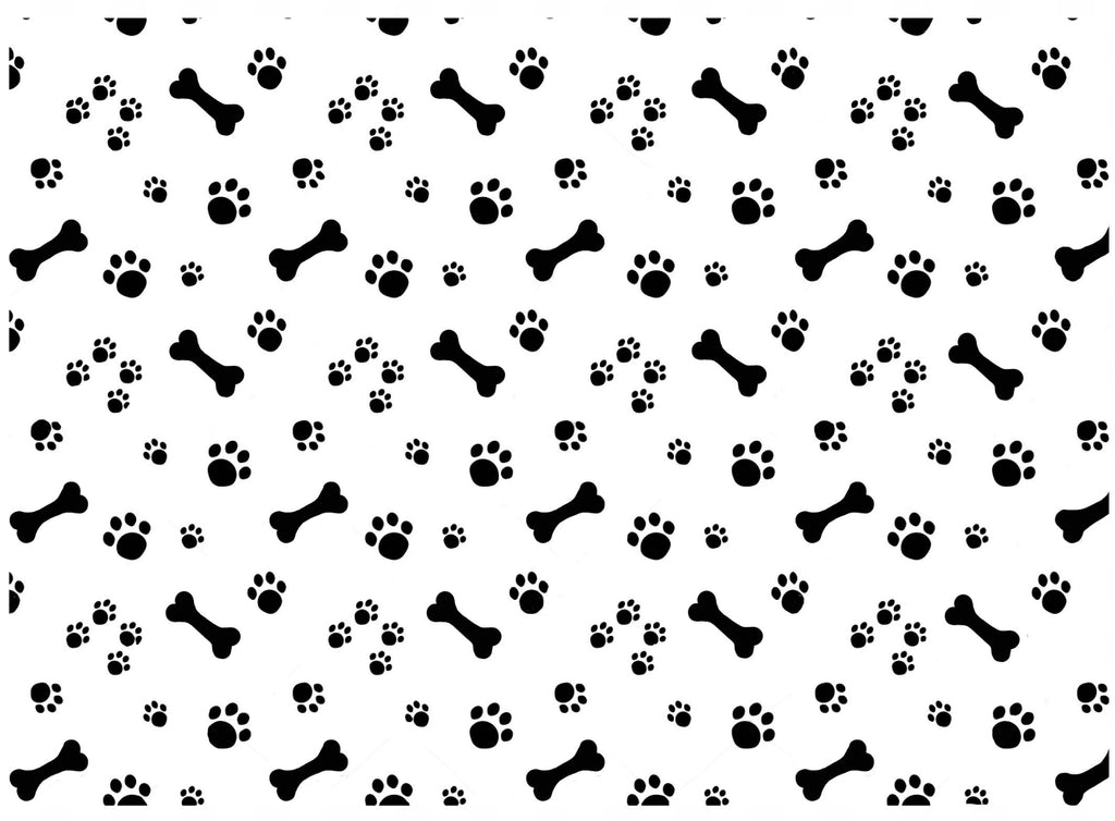 Allover Dog Bones Paw Prints 1 pc 5" X 7" Black Fused Glass Decal