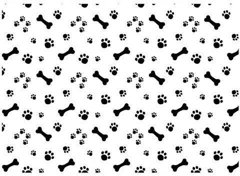 Allover Dog Bones Paw Prints 1 pc 5" X 7" Black Fused Glass Decal