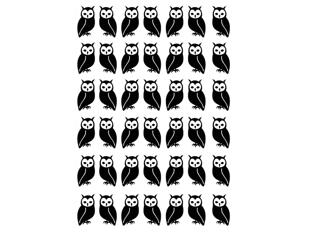 Barn Owl 49 pcs 3/4" Black Fused Glass Decals