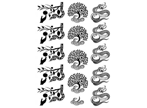 Apple Tree Snake 15 pcs 1" Black Fused Glass Decals