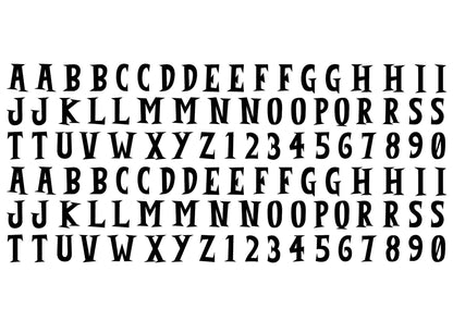 Burnout Alphabet 106 pcs 1/2 Inch Black Fused Glass Decals