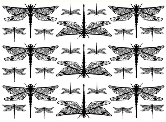 Dragonflies 27 pcs 0.85 to 2.5 Inch Black Fused Glass Decals