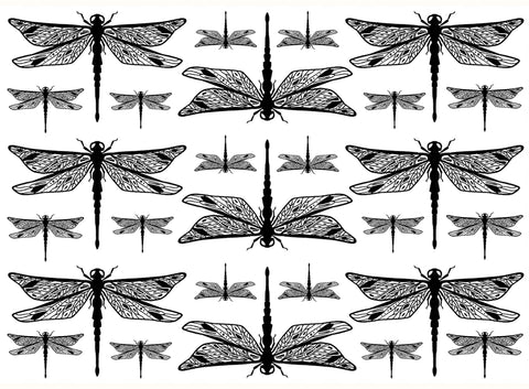 Dragonflies 27 pcs 7/8" to 2-1/2" Black Fused Glass Decals