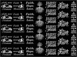 Faith 32 pcs 1" White Fused Glass Decals