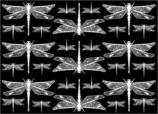 Dragonflies 27 pcs White Fused Glass Decals