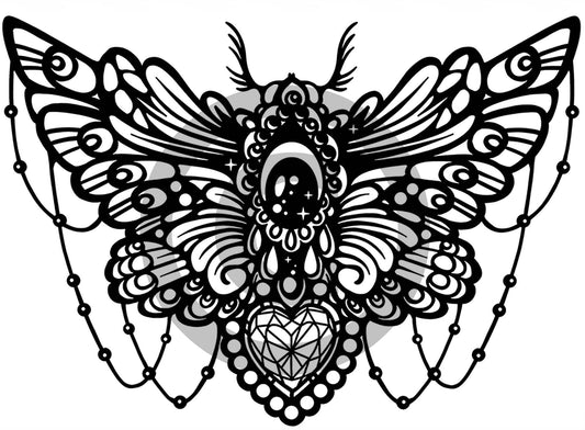 Bejeweled Moth 4 pcs Black Fused Glass Decals
