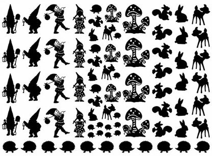 Gnome Garden 76 pcs 0.25 to 1 Inch Black Fused Glass Decals