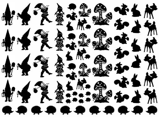 Gnome Garden 76 pcs 1/4" to 1" Black Fused Glass Decals