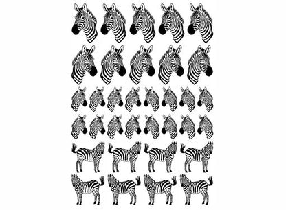 Zebra Parade 34 pcs 0.65 to 1 Inch Black Fused Glass Decals