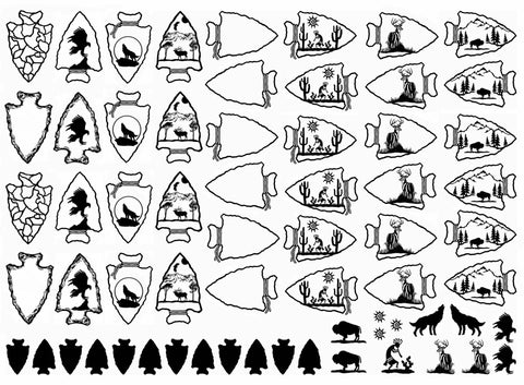 Arrowhead Art 64 pcs 1/8" to 1" Black Fused Glass Decals