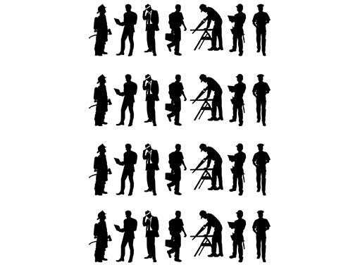 Working Men 28 pcs 1 Inch Black Fused Glass Decals