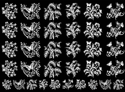 Butterfly Garden 34 pcs 1 Inch White Fused Glass Decals