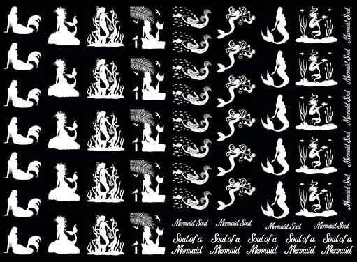 Mermaid Soul 60 pcs White Fused Glass Decals