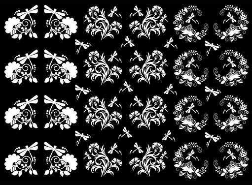 Dragonfly Garden 36 pcs 1 Inch White Fused Glass Decals