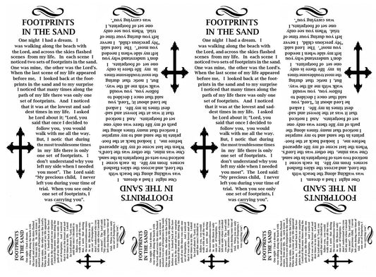 Footprints in the Sand 7 pcs 2.5 to 4 Inch Black Fused Glass Decals