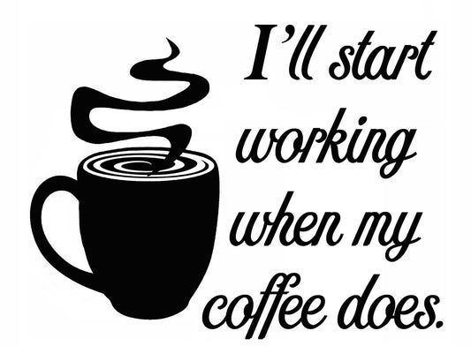 I'll start when coffee does 2 pcs 3.5 Inch Black Fused Glass Decals
