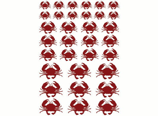 Crab 33 pcs 1/2" to 1" Red Fused Glass Decals