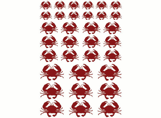 Crab 33 pcs Red Fused Glass Decals