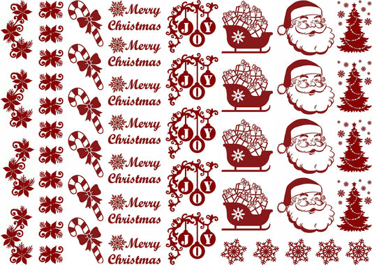 Christmas Fun 50 pcs 1/2" to 1" Red Fused Glass Decals