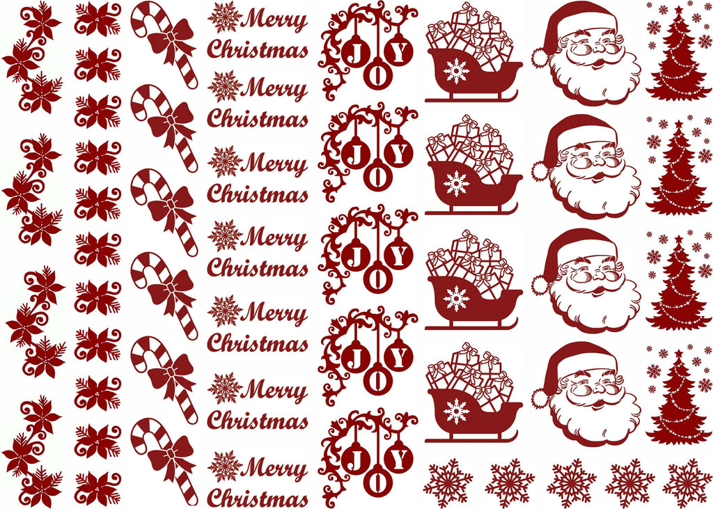Christmas Fun 50 pcs 1/2" to 1" Red Fused Glass Decals