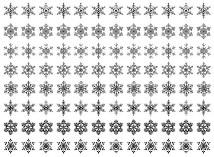 Snowflakes 96 pcs 0.5 Inch Black Fused Glass Decals