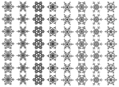 Snowflakes 56 pcs 0.75 Inch Black Fused Glass Decals