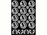 Kokopelli Circles 26 pcs 1" White Fused Glass Decals