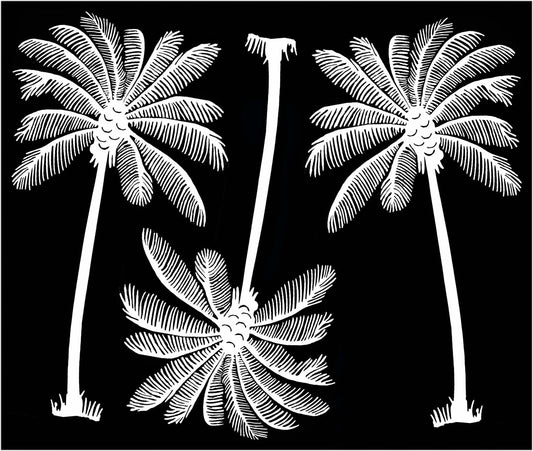 Palm Tree Trio 3 pcs 4 Inch White Fused Glass Decals