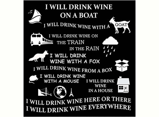 Wine Poem 2 pc 4 Inch White Fused Glass Decals