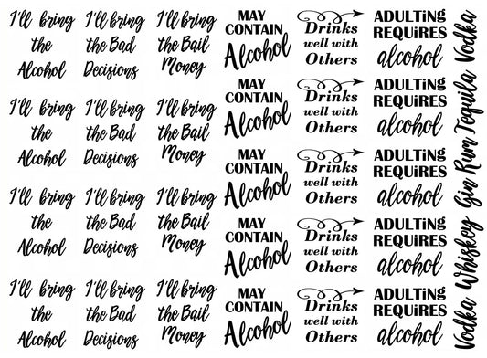 Drinks Well With Others 33 pcs 1 Inch Black Fused Glass Decals