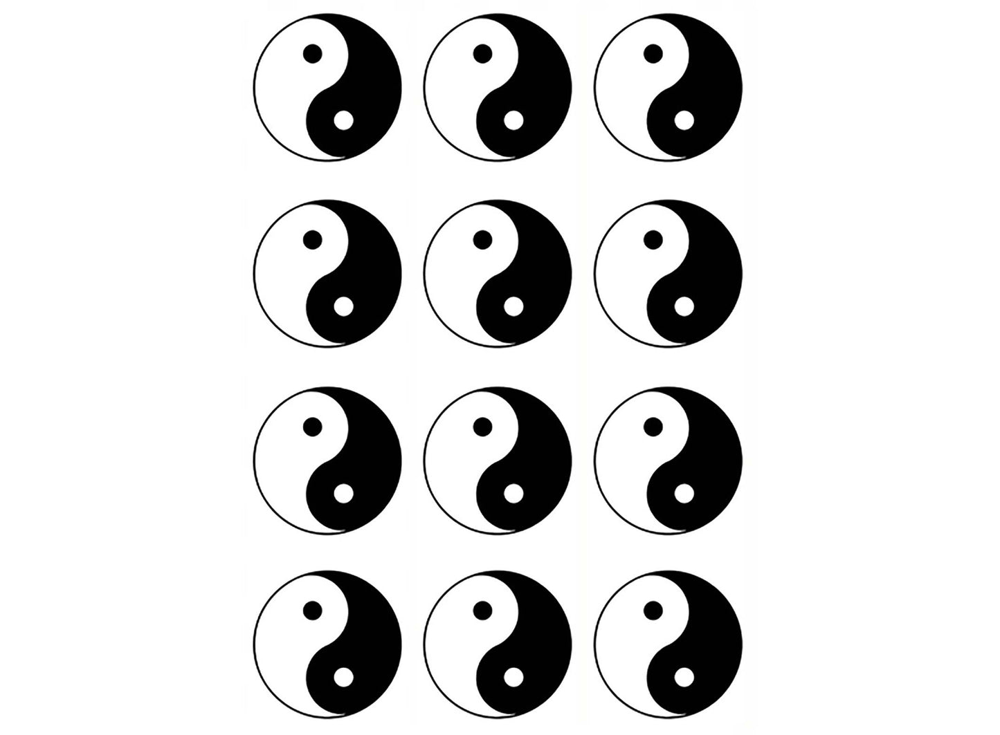 Yin Yang 12 pcs 1 Inch Black Fused Glass Decals