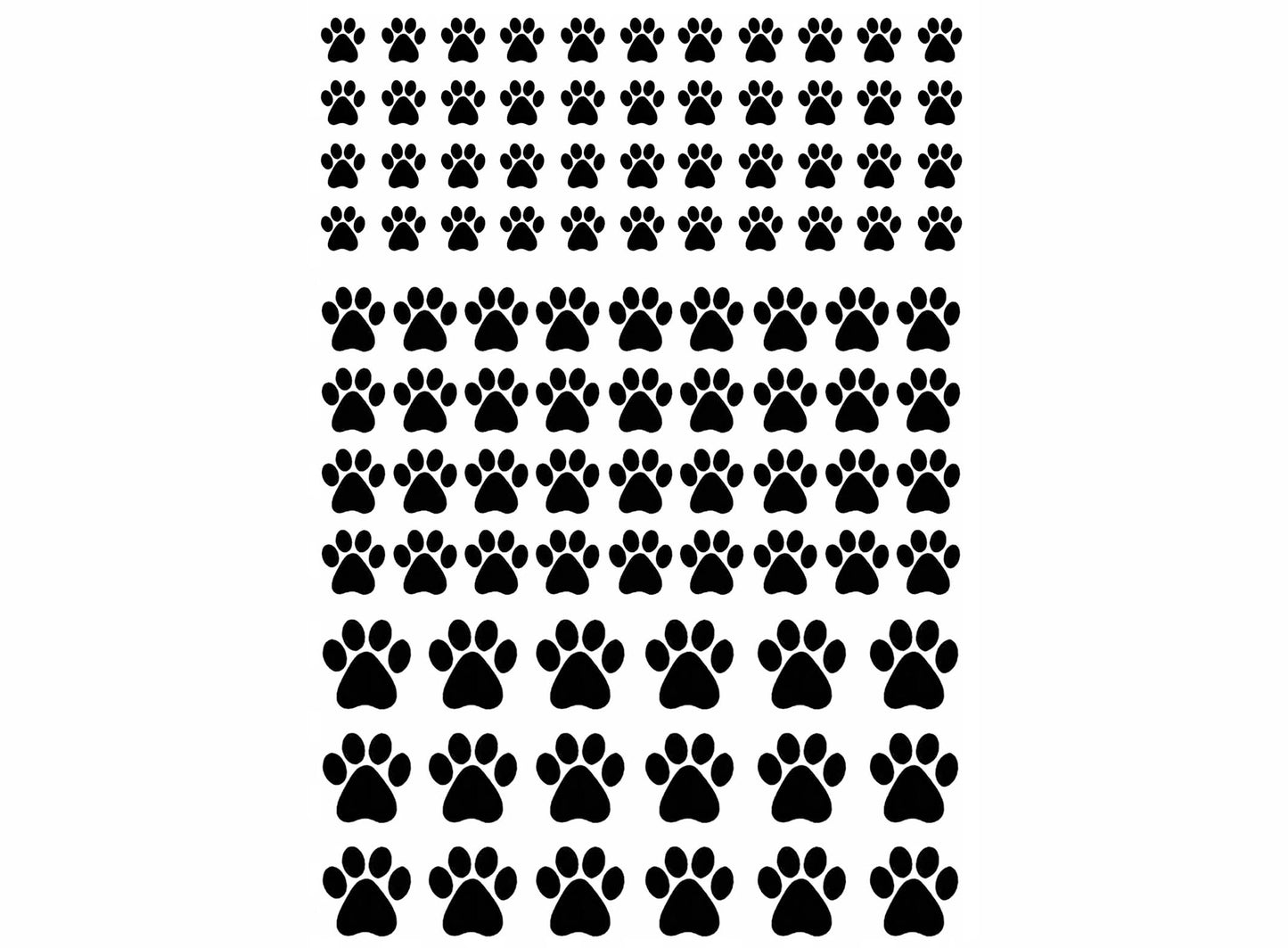 Paw Prints 98 pcs 0.25 to 0.5 Inch Black Fused Glass Decals