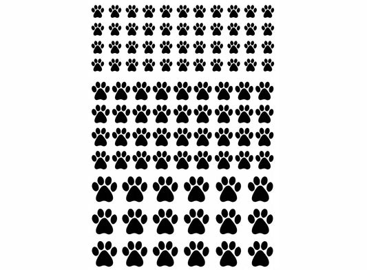 Paw Prints 98 pcs 0.25 to 0.5 Inch Black Fused Glass Decals