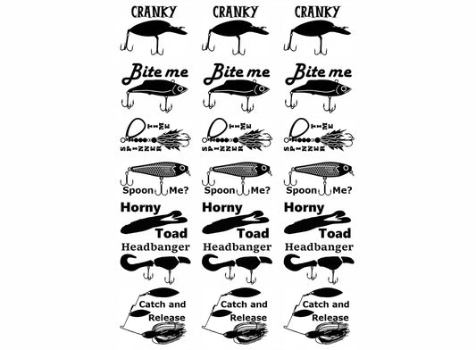 Fishing Lures 21 pcs 1 Inch Black Fused Glass Decals