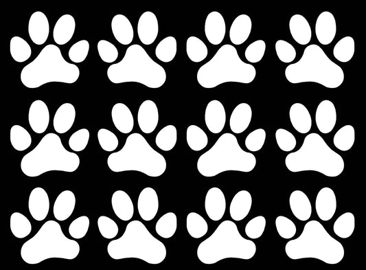 Paw Prints 12 pcs 1.5 Inch White Fused Glass Decals