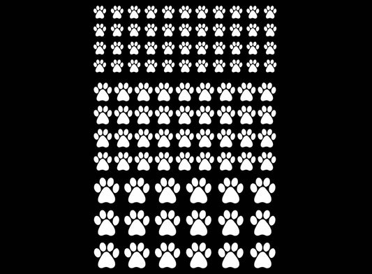 Tiny Paw Prints 98 pcs White Fused Glass Decals