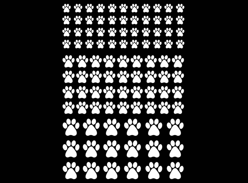 Paw Prints 98 pcs 1/4" to 1/2" White Fused Glass Decals