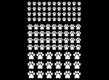 Paw Prints 98 pcs 1/4" to 1/2" White Fused Glass Decals